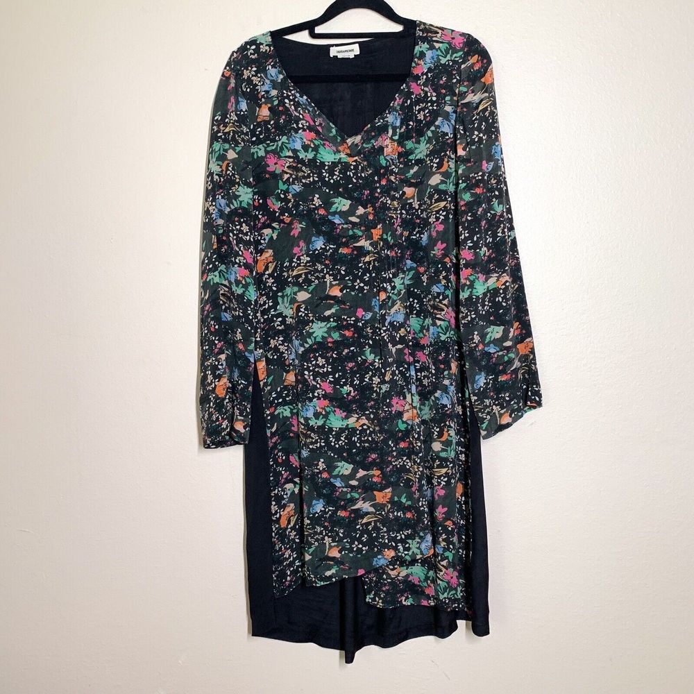 Zadig & Voltaire Rossignol Floral Semi Sheer Sheath Dress size XS Black Viscose